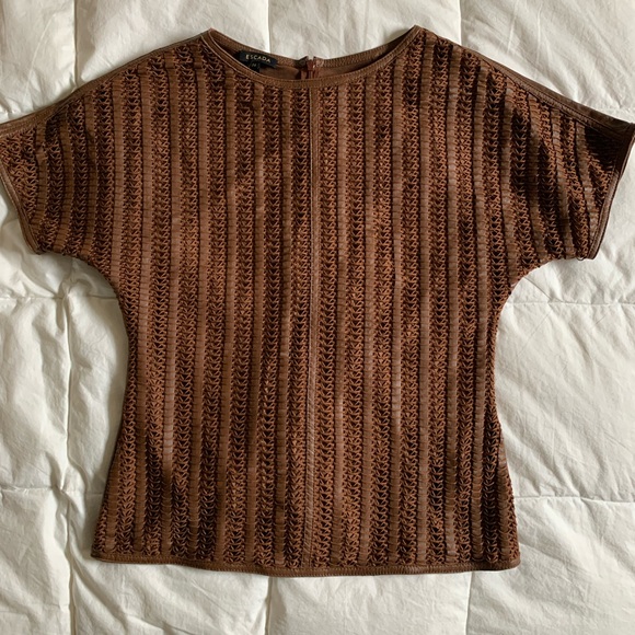 Escada Soft Luxurious Leather Weave Blouse - Picture 12 of 15